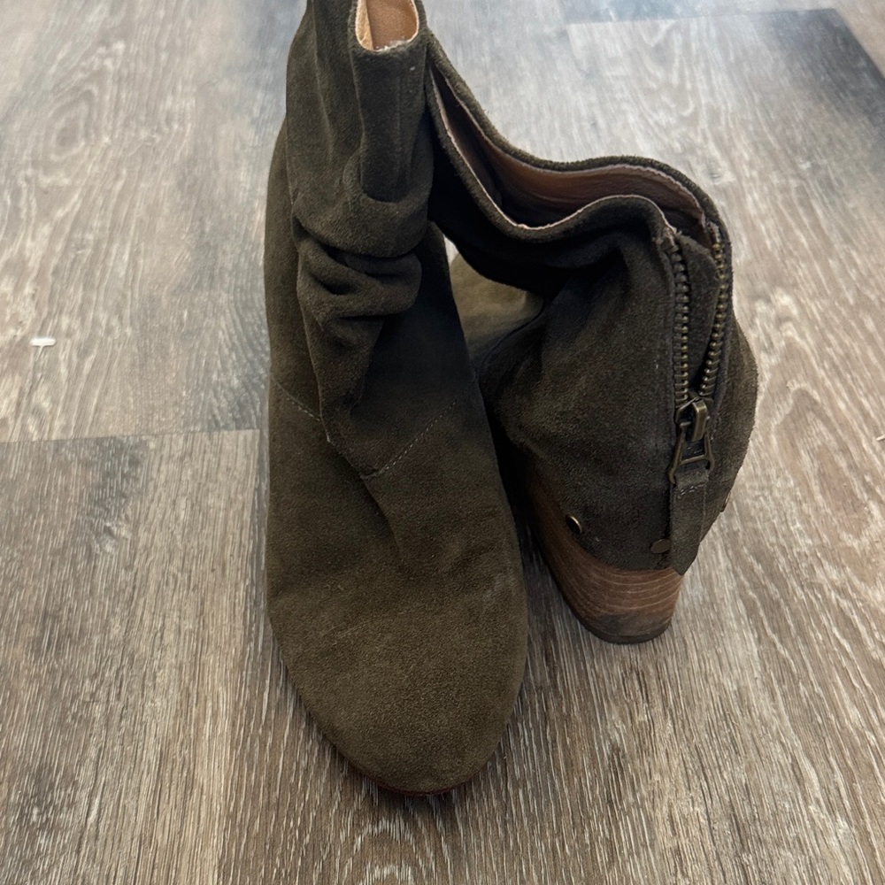 Suede Ankle Boots in Olive Green